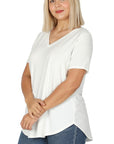 Zenana Plus Short Sleeve V-Neck Tee - My Pampered Life Seattle