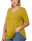 Zenana Plus Short Sleeve V-Neck Tee - My Pampered Life Seattle