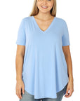 Zenana Plus Short Sleeve V-Neck Tee - My Pampered Life Seattle