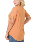 Zenana Plus Short Sleeve V-Neck Tee - My Pampered Life Seattle