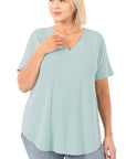 Zenana Plus Short Sleeve V-Neck Tee - My Pampered Life Seattle