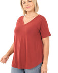 Zenana Plus Short Sleeve V-Neck Tee - My Pampered Life Seattle