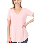 Zenana Plus Short Sleeve V-Neck Tee - My Pampered Life Seattle