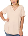 Zenana Plus Short Sleeve V-Neck Tee - My Pampered Life Seattle