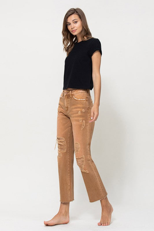 VERVET by Flying Monkey High-RIse Straight Crop Jeans