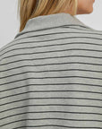 Umgee Striped Half Zip Short Sleeve Sweatshirt