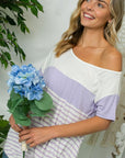 e Luna PLUS Stripe Mix One Shoulder Top