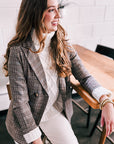 Preptastic Brown Orange Plaid Blazer