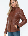 YMI Pocketed Zip Up Turtleneck Puffer Jacket