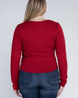 Plus Classic Ribbed Round Neck Long Sleeve Top