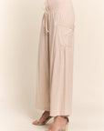 J.NNA Smocked Waist Boho Wide Leg Pants with Pockets