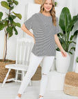 e Luna PLUS Two Tone Rib Striped Basic Top