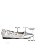 Marlow Metallic Eyelet Detail Bow Ballerinas