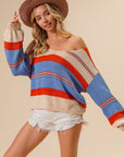 BiBi Multi Color Stripe Scoop Neck Sweater