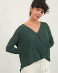 HYFVE Draped Drop Shoulder Long Sleeve Top