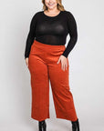 Jade By Jane Ribbed Velvet Crop Wide Leg Pants Plus Size