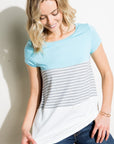 e Luna Rib Striped Solid Block Top