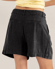 HYFVE High Waist Pleated Linen Shorts