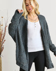 ADORA Popcorn Knit Open Front Long Sleeve Cardigan