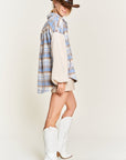 Jade By Jane Plus Size Multi Plaid Fuzzy Sleeve Jacket