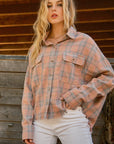 And The Why Full Size Plaid Button Up Raw Hem Shirt