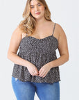 Zenobia Plus Size Frill Smocked Floral Sweetheart Neck Cami