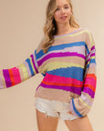 BiBi Multi Color Geometric Stripe Sweater