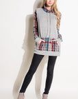 e Luna Plaid Mixed Turtle Neck Sweatshirt