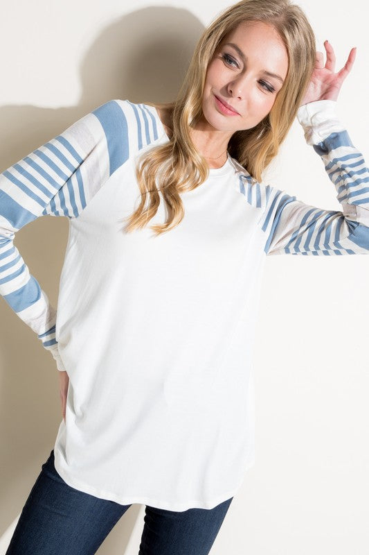 e Luna PLUS Engineering Striped Mix Top