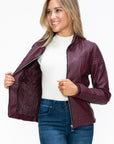 YMI Faux Layered Double-Zipper Jacket with Fuzzy Hood