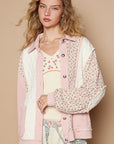 POL Floral Exposed Seam Button Up Quilted Jacket