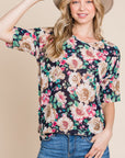 BOMBOM Floral Round Neck T-Shirt