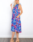 Be Stage Print Ruffled Midi Dress with Pockets