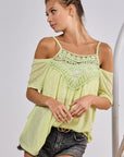 BiBi Front Crochet Lace Adjustable Strap Top