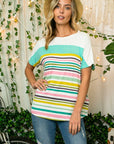 e Luna Solid Multi Stripe Mixed Top