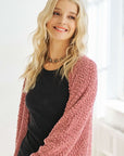 ADORA Popcorn Knit Open Front Long Sleeve Cardigan