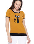 Cat Print Casual T-Shirt Sweater