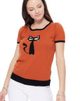 Cat Print Casual T-Shirt Sweater