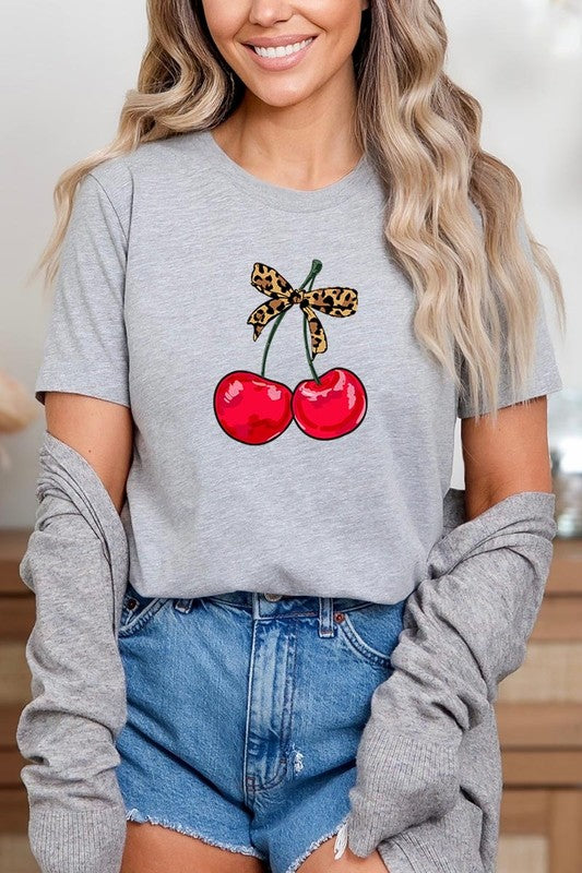 Leopard Bow Cherry Graphic Plus Tee