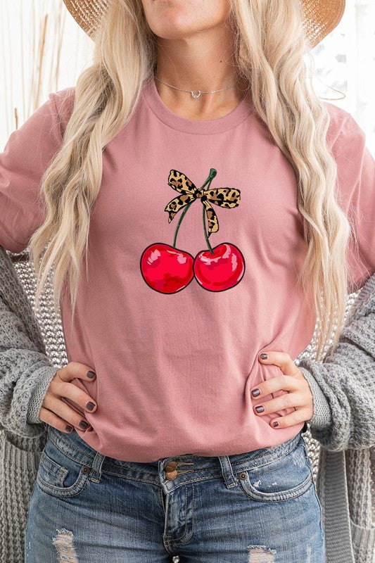 Leopard Bow Cherry Graphic Plus Tee