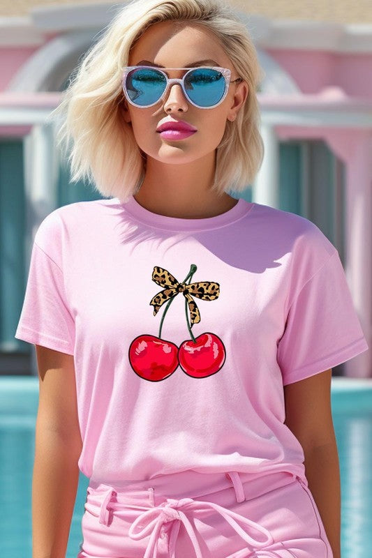 Leopard Bow Cherry Graphic Plus Tee