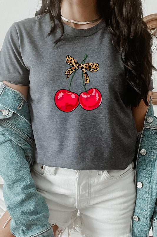 Leopard Bow Cherry Graphic Plus Tee