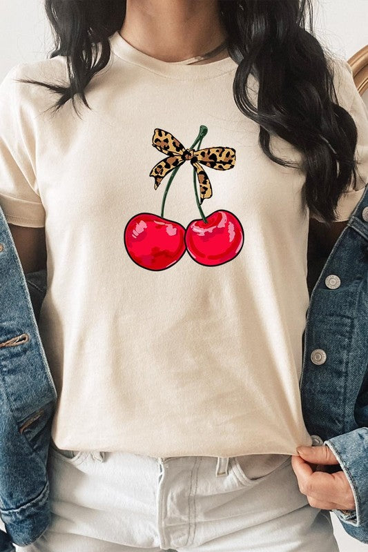 Leopard Bow Cherry Graphic Plus Tee