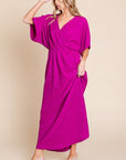 BOMBOM Surplice Maxi Dress with Pockets