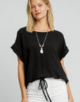 Umgee Drawstring Hem Round Neck Short Sleeve T-Shirt