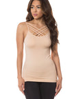 Yelete Womens Seamless Triple Criss-Cross Front Cami