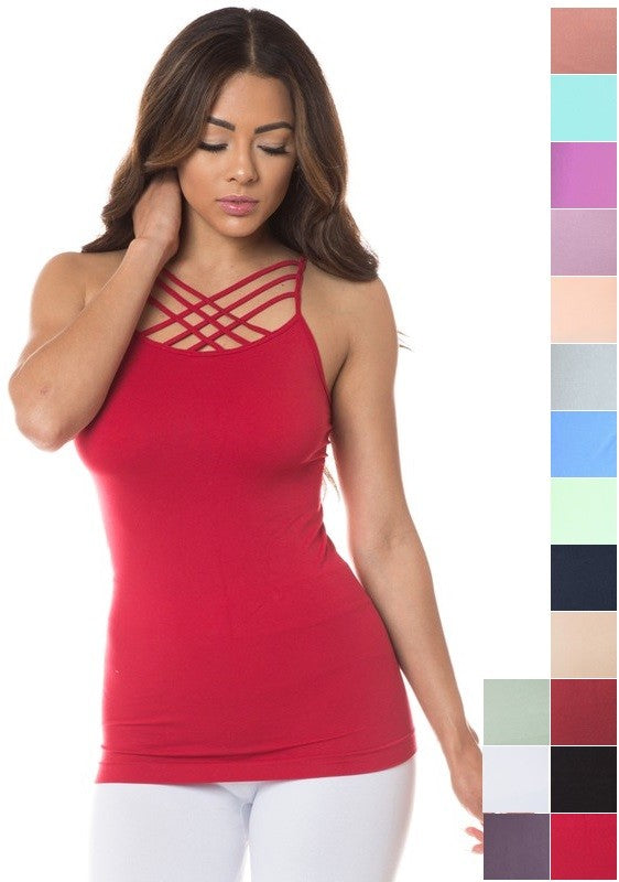 Yelete Womens Seamless Triple Criss-Cross Front Cami