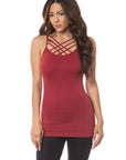 Yelete Womens Seamless Triple Criss-Cross Front Cami