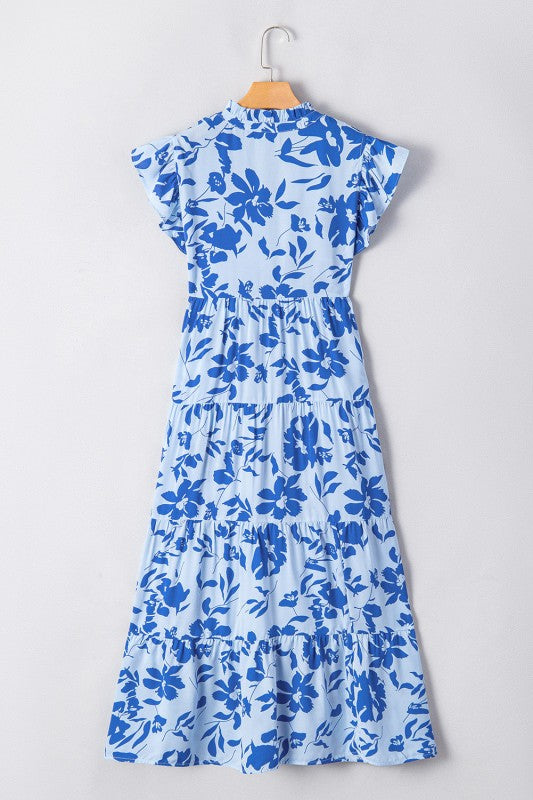 Regina Floral Tiered Frilled Trim Dress