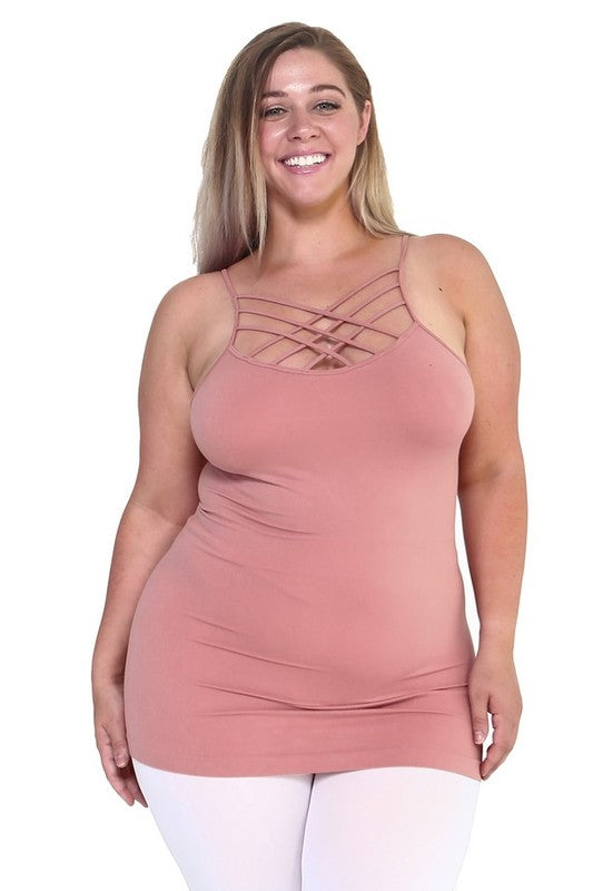 Yelete Womens Seamless Triple Criss-Cross Front Cami